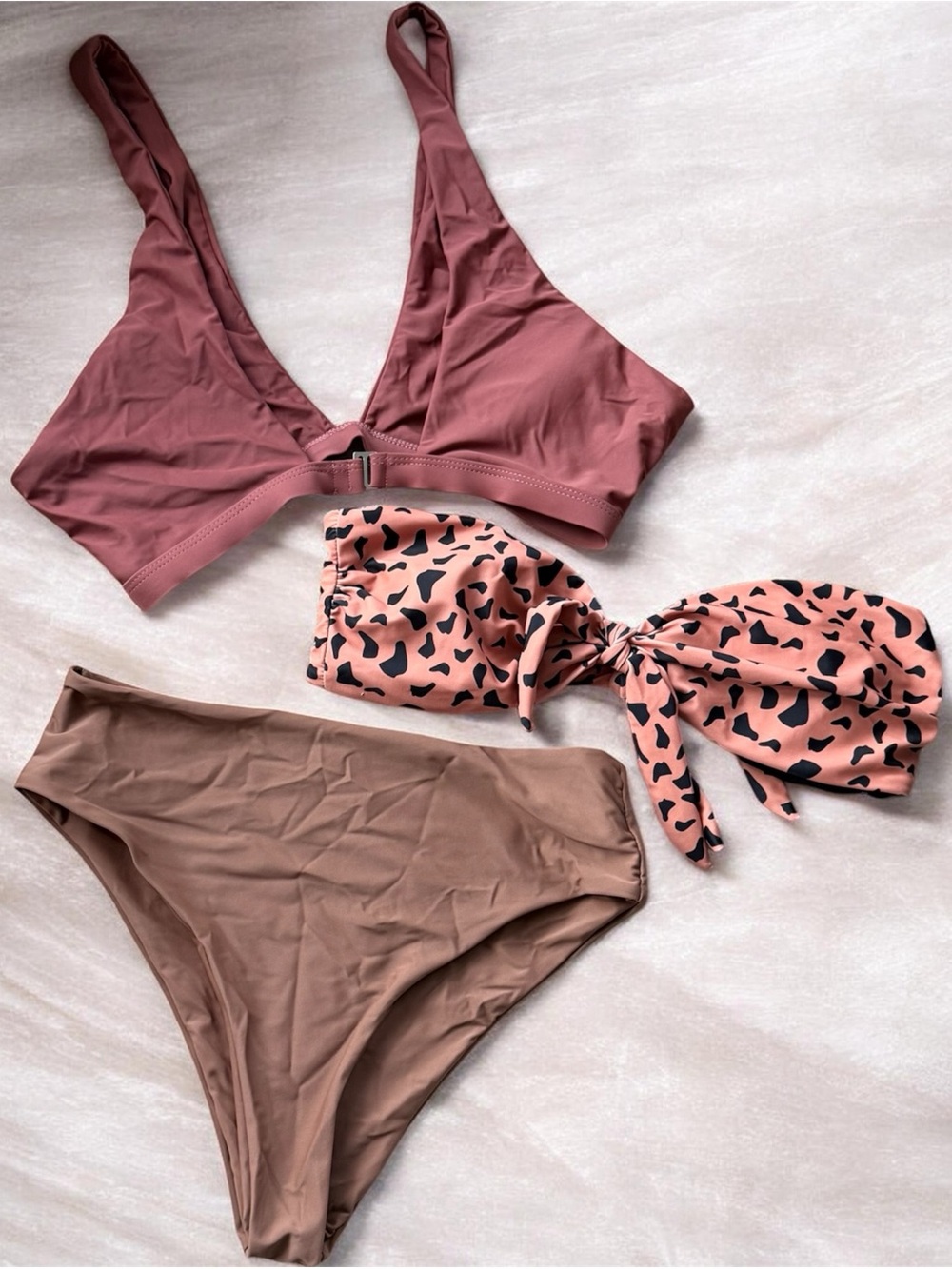 SHEIN Mixed 3-Piece Bikini Set NWOT 2 Size Large Tops & 1 Large Bottom Bundle